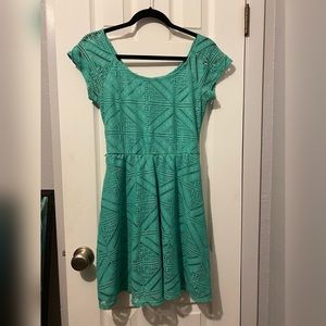 Teal Lace Skater Dress